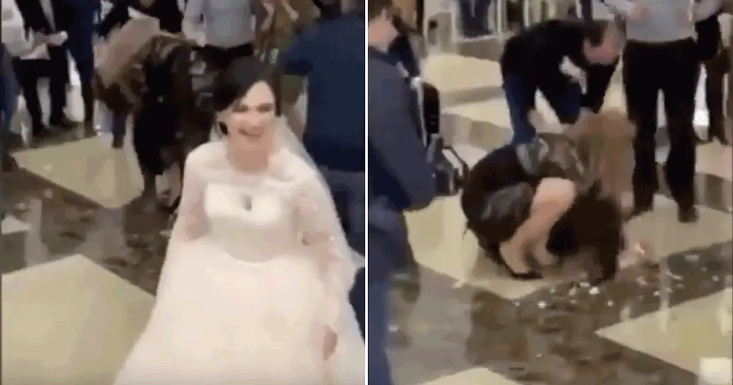 Il lancio del bouquet si trasforma in rissa: il video di un matrimonio in Russia diventa virale