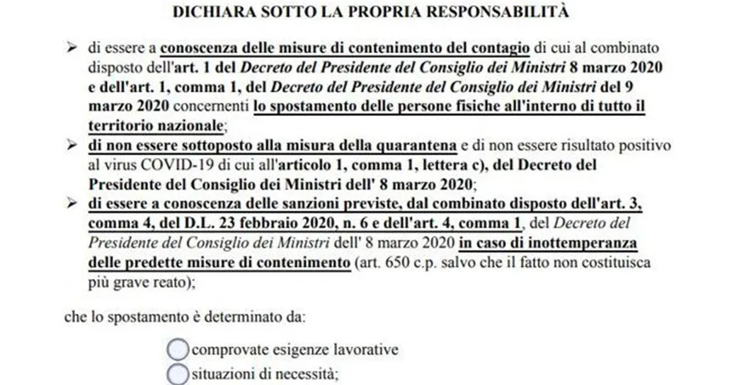 Nuovo modulo per l’autocertificazione: il ministero ha aggiunto un campo in più