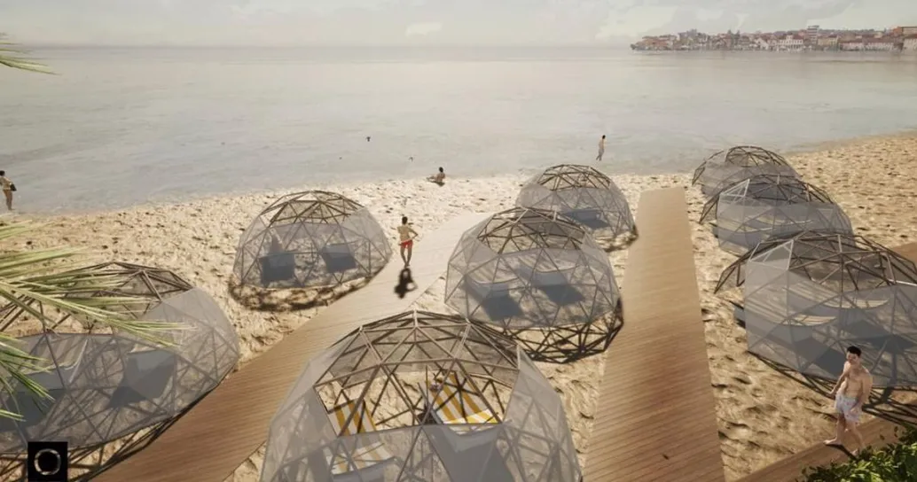 La cupola in bambù sulla spiaggia: la risposta ecosostenibile al box in plexiglass