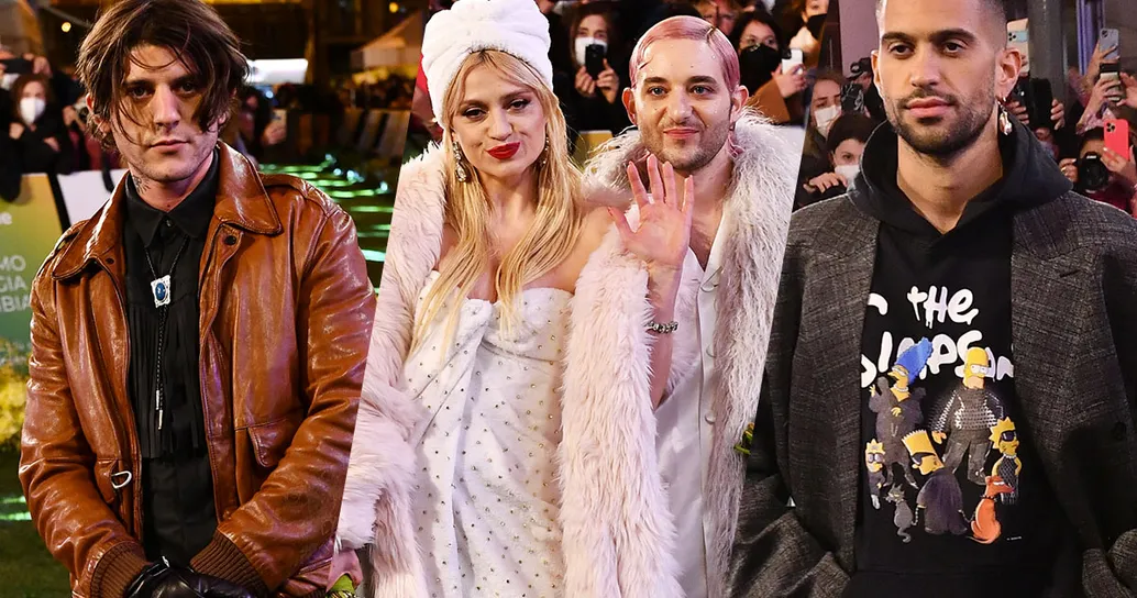Giacche di pelle e magliette dei Simpson, i look più eccentrici del green carpet di Sanremo