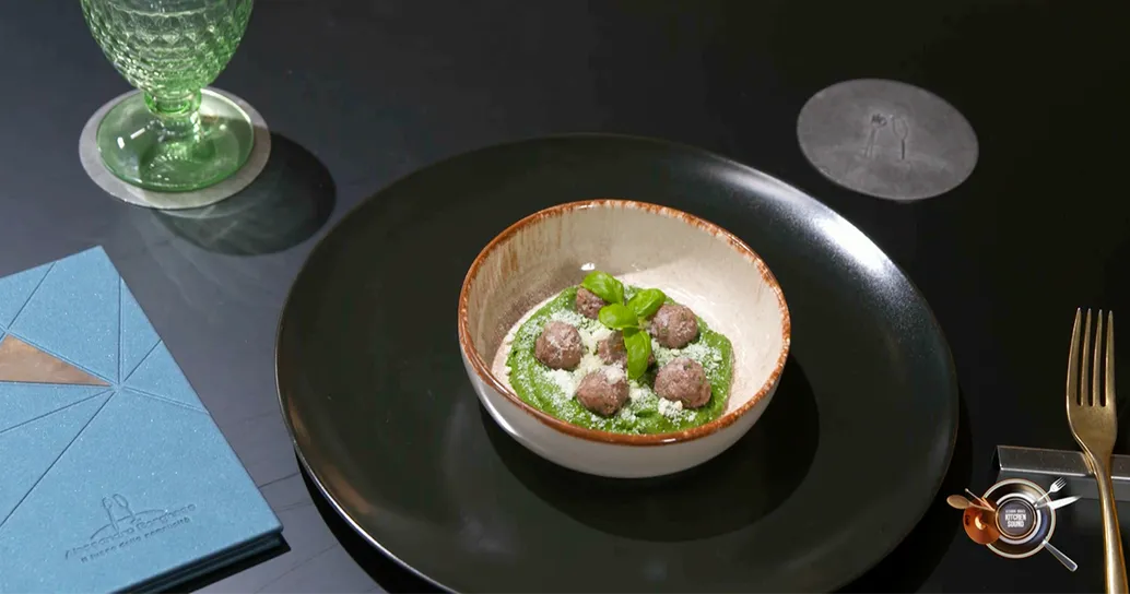 Polpettine di Angus al forno su crema di spinaci – Alessandro Borghese Kitchen Sound – Kids