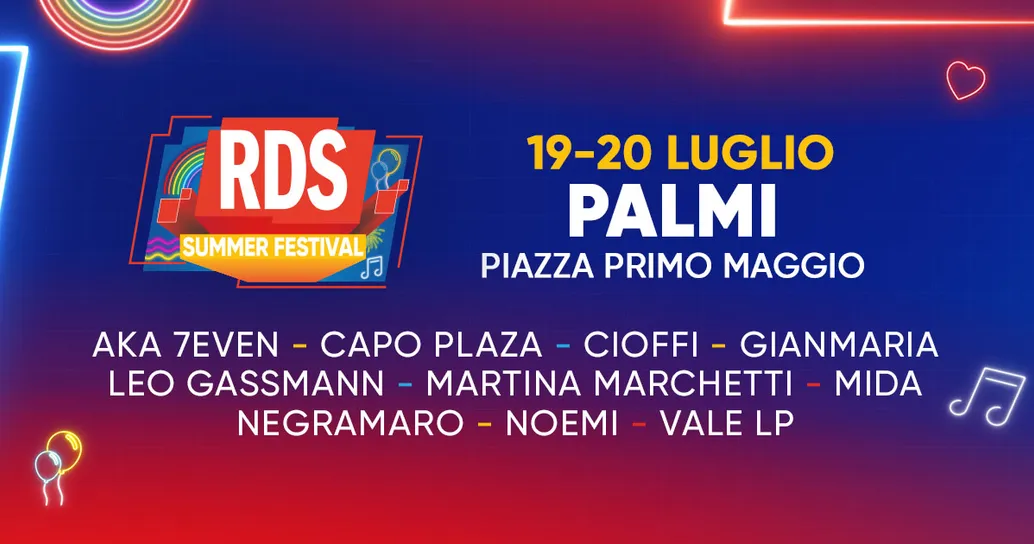 Palmi: i cantanti sul palco dell’RDS Summer Festival 2024