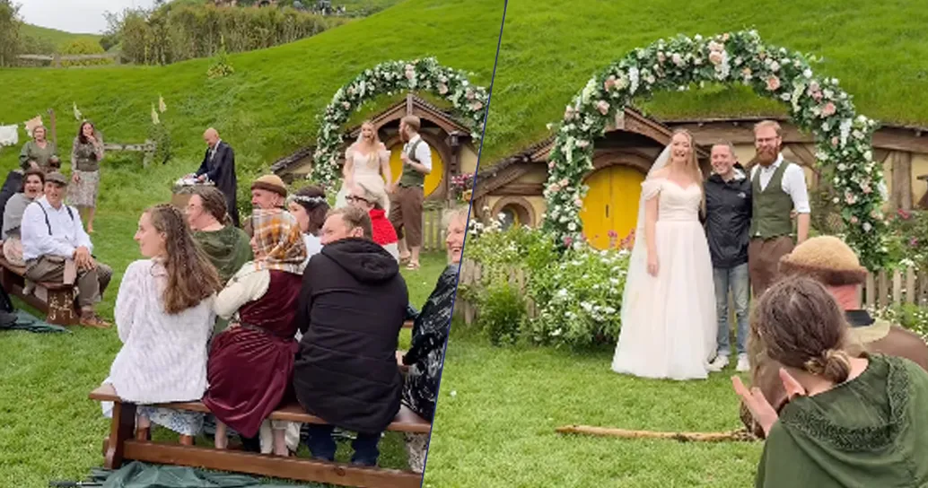 Fanno un matrimonio a tema “Il Signore degli Anelli” nella Contea e arriva Frodo Baggings (Elijah Wood): il video della sorpresa