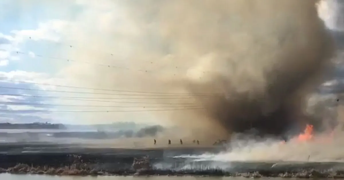 Tornado di fuoco in Canada Un vigile si salva gettandosi nel fiume