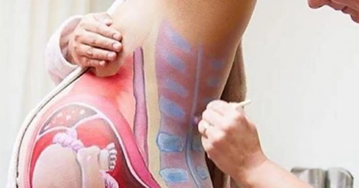 La gravidanza disegnata sul corpo di una donna incinta