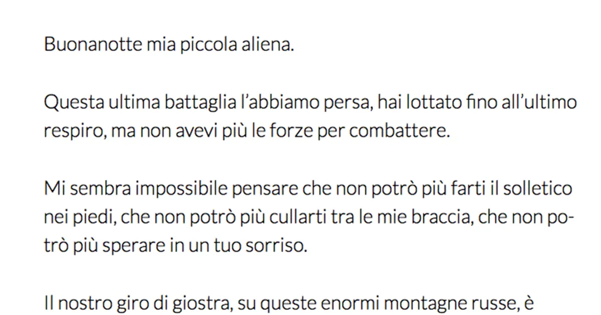 Buon Viaggio piccola Aliena Bellissima Laura Pausini e il dolore per la nipotina