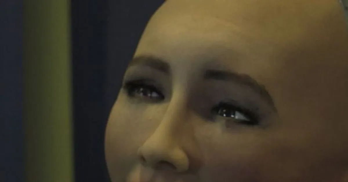 Sophie la robot umanoide sbatte gli occhi e esprime concetti