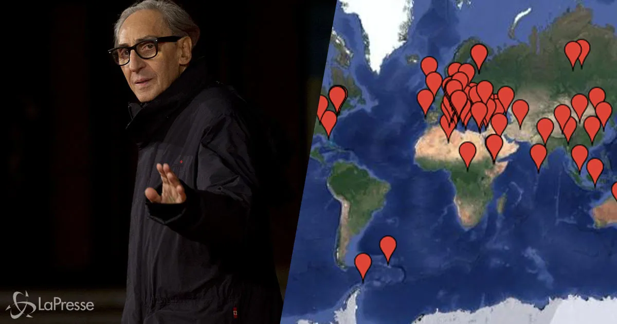 Questa mappa interattiva ci mostra i luoghi cantati da Battiato nelle sue canzoni