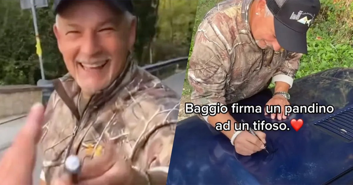 Il tifoso chiede a Roberto Baggio di autografare la sua Panda il video diventa virale