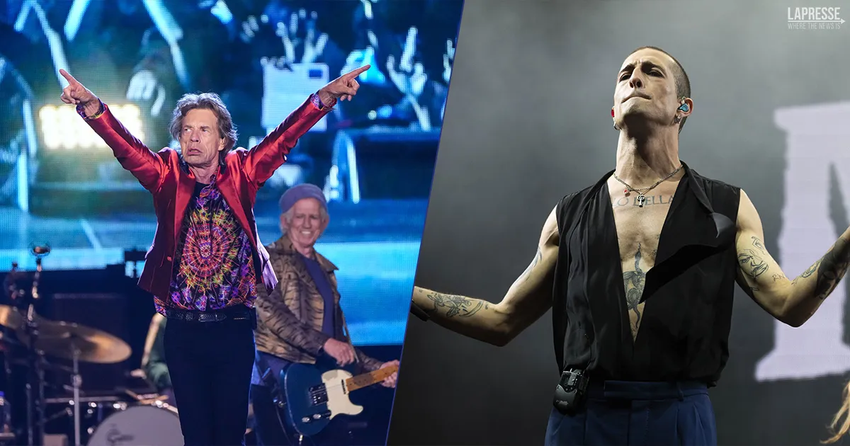 Mick Jagger incorona Damiano David lopera di TVboy dopo lomaggio del fondatore dei Rolling Stones ai Mneskin
