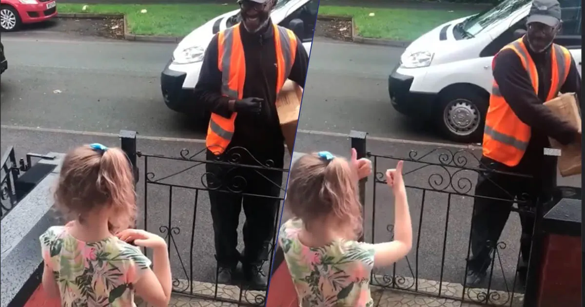 Una bimba impara la lingua dei segni per poter salutare il fattorino sordomuto il video