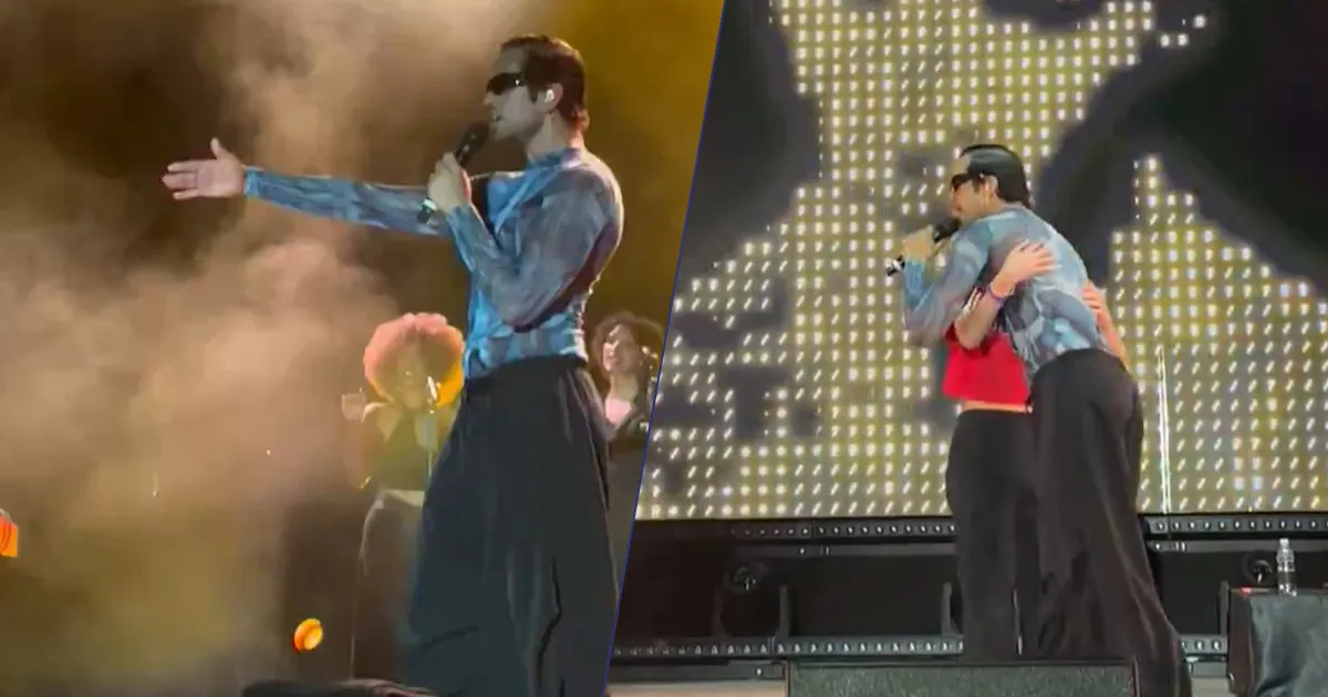 Mahmood fa salire sul palco una fan per ballare assieme Tuta Gold il video