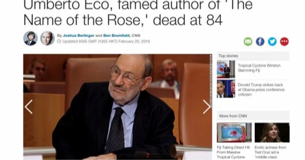 L’addio ad Umberto Eco sui siti di tutto il mondo