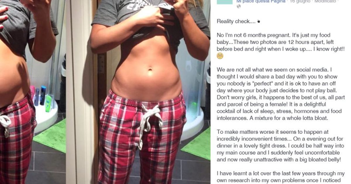 Pubblica due foto scattate alla pancia a distanza di 12 ore