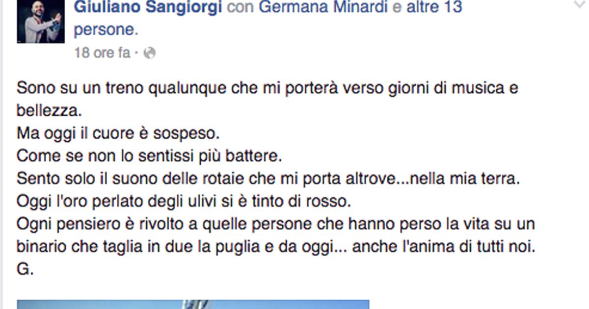 Da Giuliano Sangiorgi a Emma: il loro dolore per la Puglia