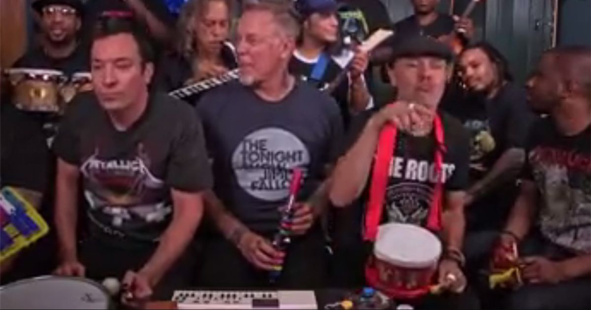 Metallica, Jimmy Fallon e The Roos in “Enter Sandman”