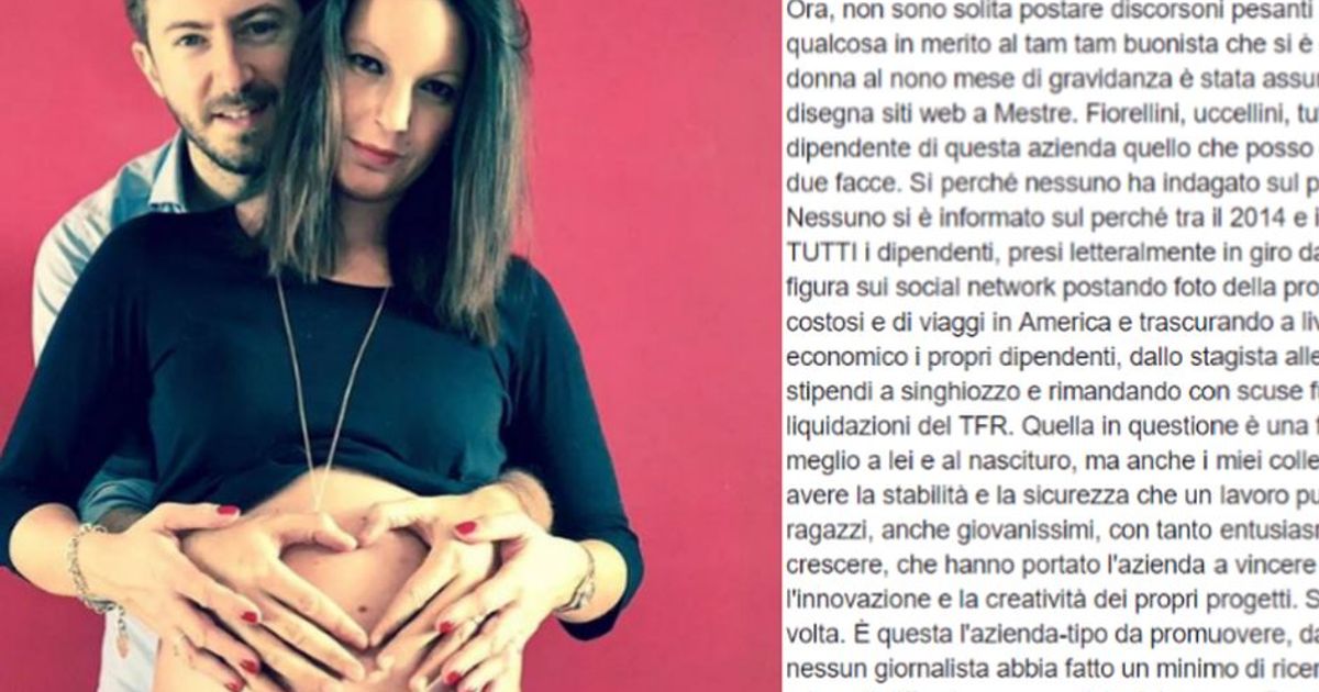 “Assunta al nono mese di gravidanza” per l’ex dipendente è marketing
