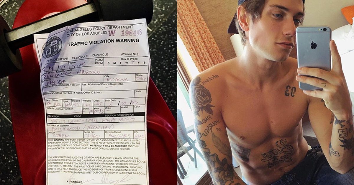 Benji Mascolo multato… in skateboard