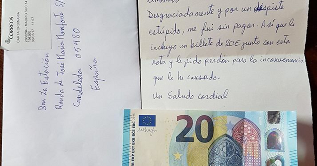 Via senza pagare il conto. Dopo 20 giorni spedisce questa busta alla titolare