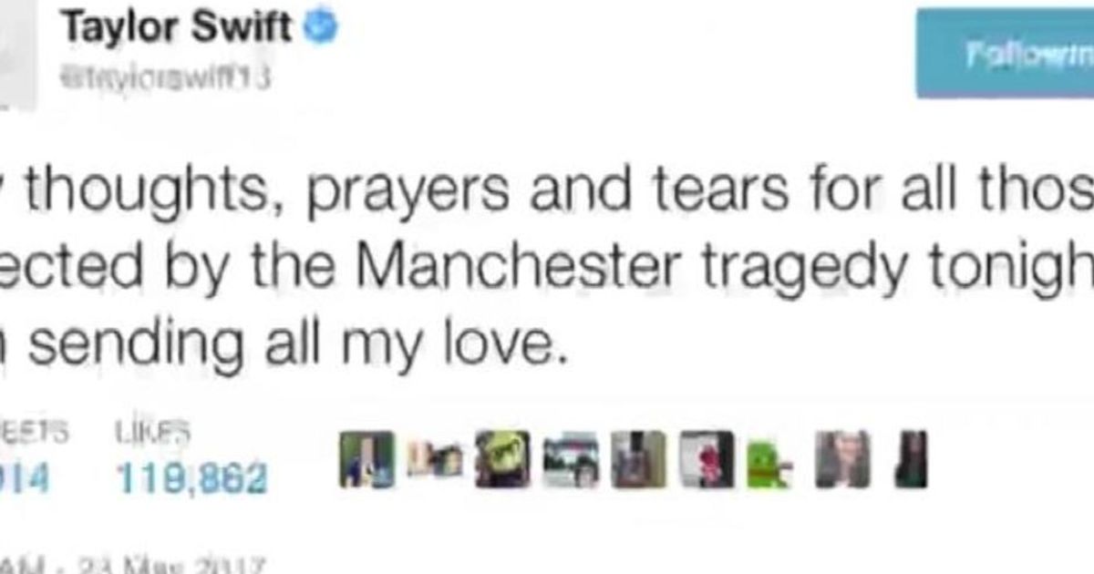 Manchester, il cordoglio del web: da Katy Perry a Taylor Swift