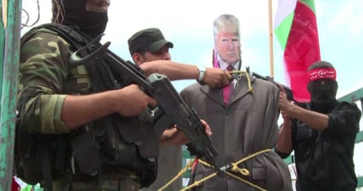 Gaza, marcia di protesta del Jihad  islamico contro Donald Trump