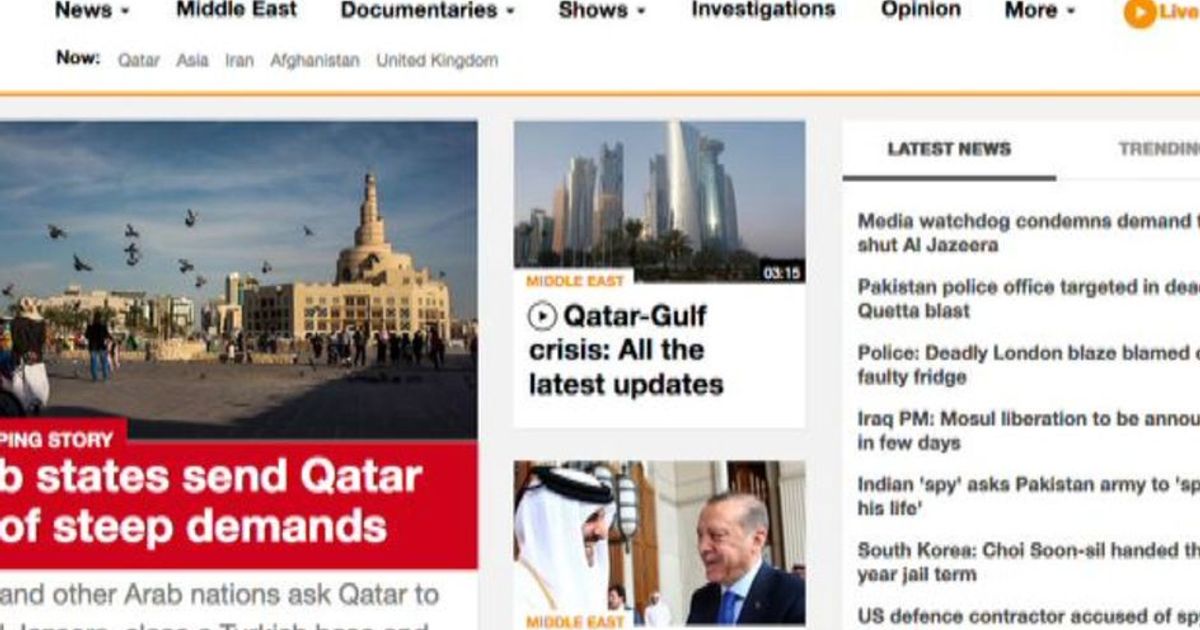 Arabia saudita e alleati chiedono a Qatar di chiudere Al Jazeera
