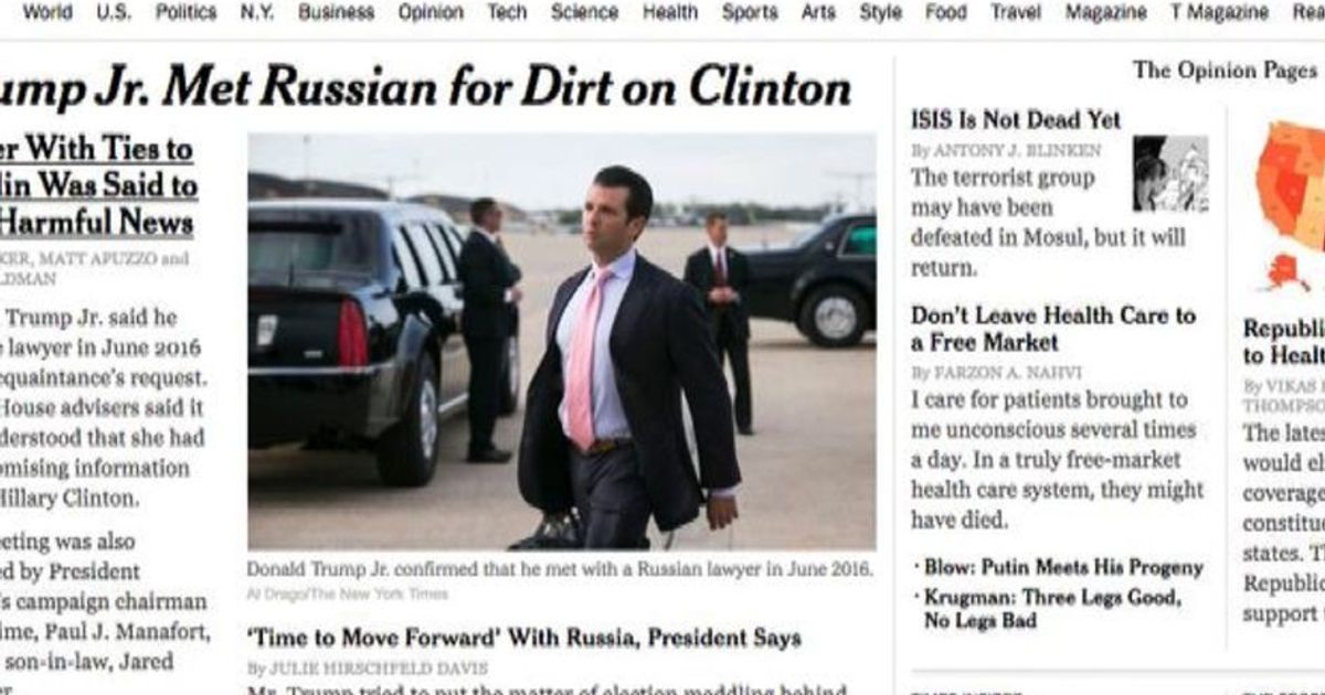 Il figlio di Trump incontrò legale russa per dossier su Clinton