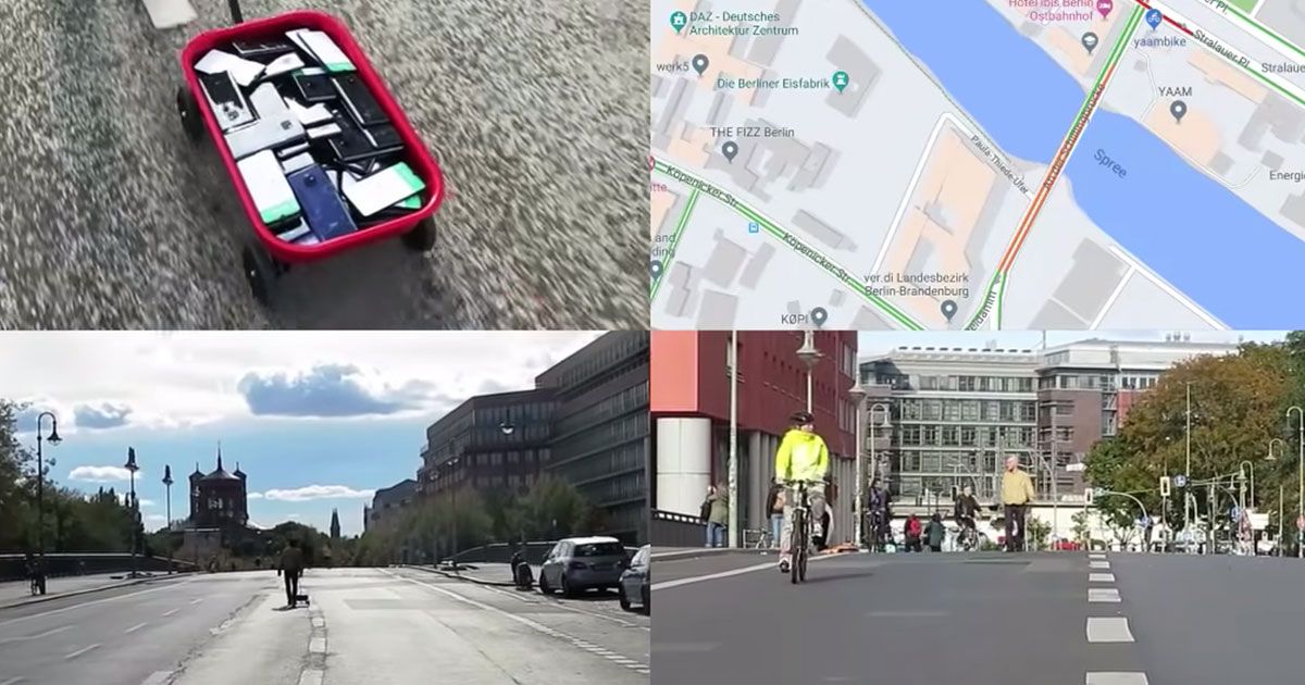 Inganna Google Maps con 99 cellulari: l’idea geniale di un artista tedesco
