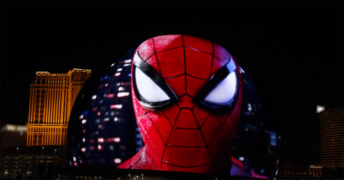 Spider-Man 2: la pubblicità al The Sphere di Las Vegas per il lancio del videogioco è sbalorditiva