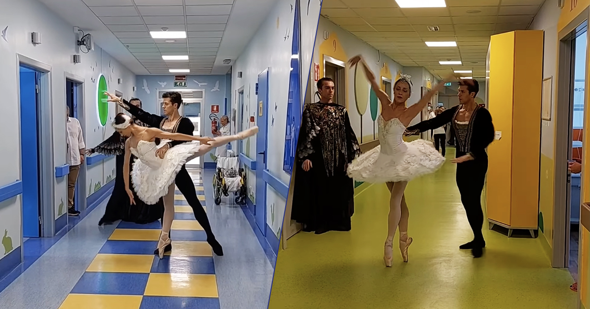 Roberto Bolle e Nicoletta Manni sorprendono i bambini dell’ospedale Buzzi: il “Lago dei Cigni” per portare la meraviglia tra le corsie