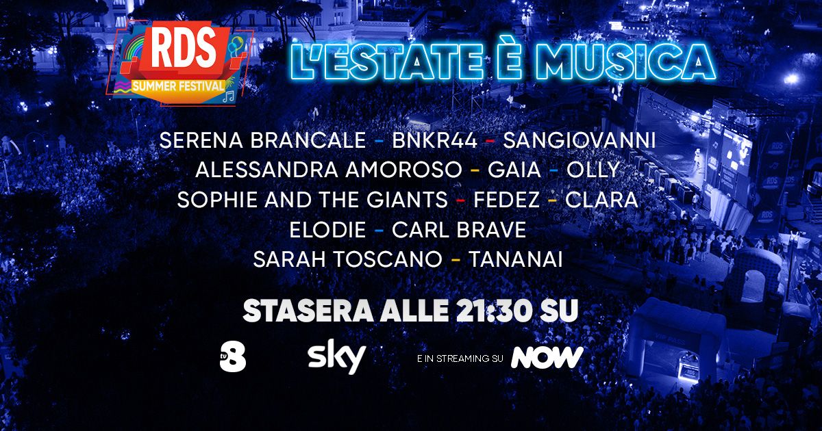 RDS Summer Festival: cantanti, conduttori, come vederlo in tv e streaming