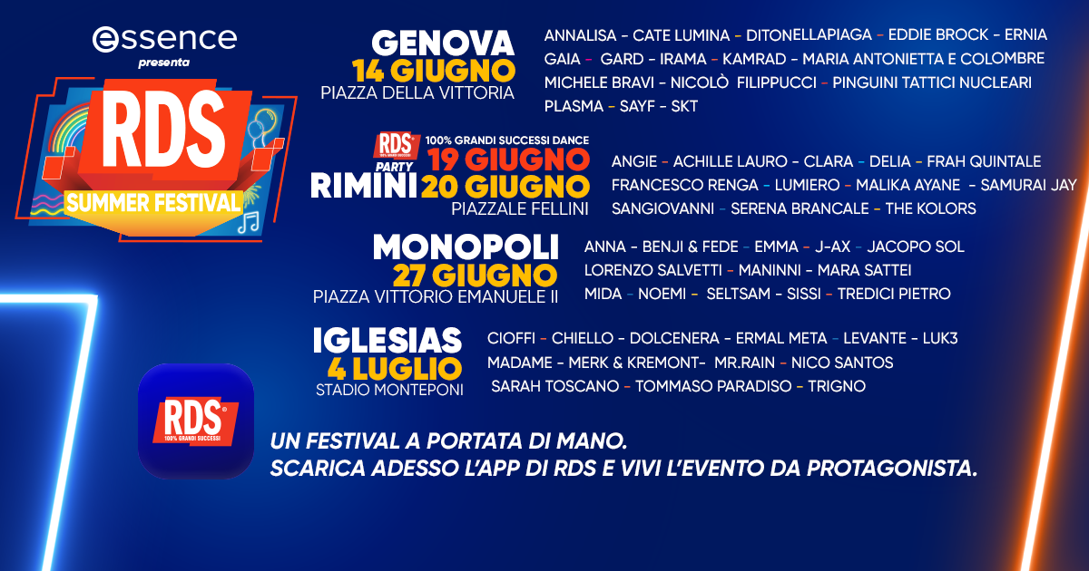 RDS Summer Festival 2026: date, città, artisti e conduttori della festa dell’estate