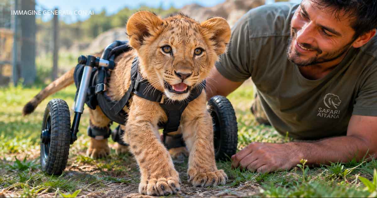 Grapas la leoncina ferita e rifiutata dalla mamma torna a correre il video che commuove il web